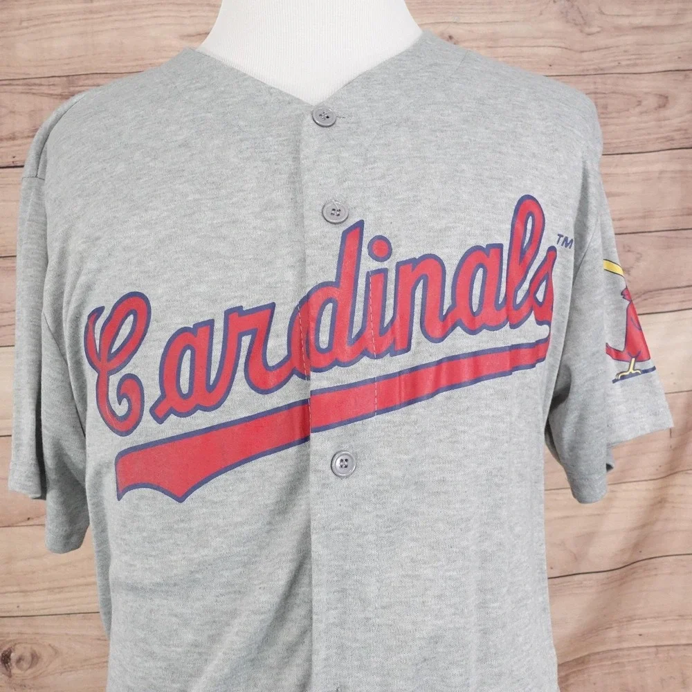 St Louis Cardinals Jersey Shirt‎ Adult XL Gray MLB Baseball Button Front SGA